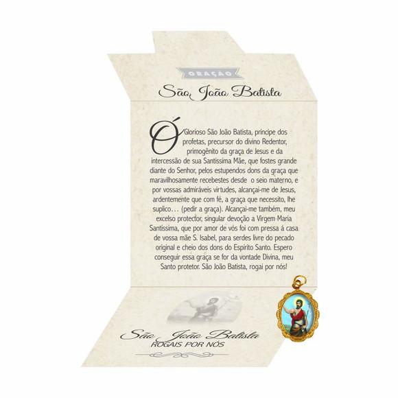 Cartão personalizado + medalhinha de São João Batista