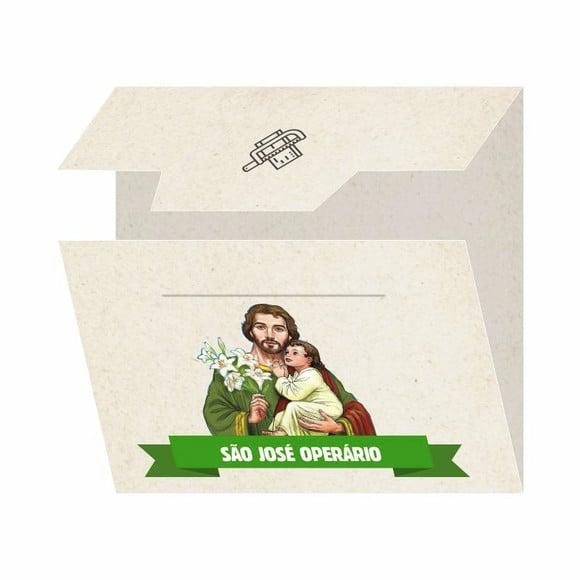 Cartão personalizado + medalhinha de São José Operário