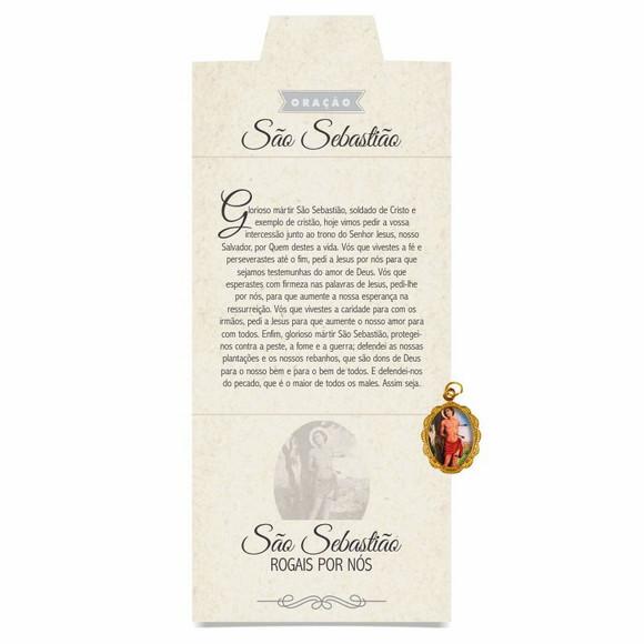 Cartão personalizado + medalhinha de São Sebastião