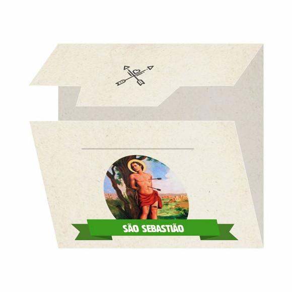Cartão personalizado + medalhinha de São Sebastião