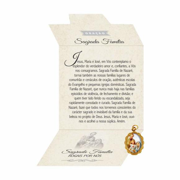 Cartão personalizado + medalhinha Sagrada Família