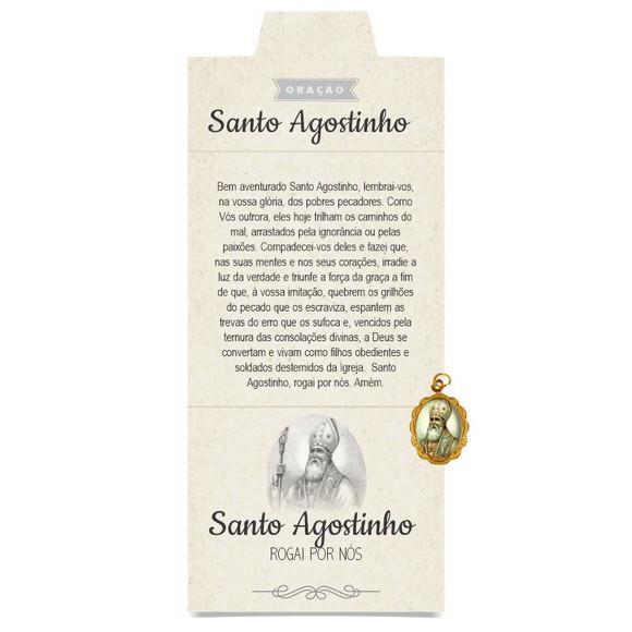 Cartão Personalizado + Medalhinha Santo Agostinho