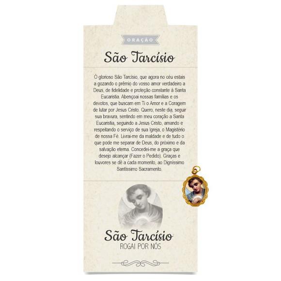 Cartão Personalizado + Medalhinha São Tarcísio
