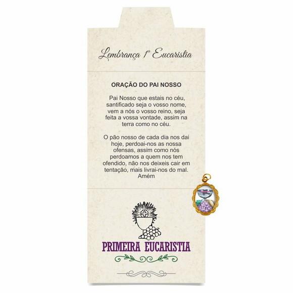 Cartão personalizado 1ª Eucaristia + medalhinha