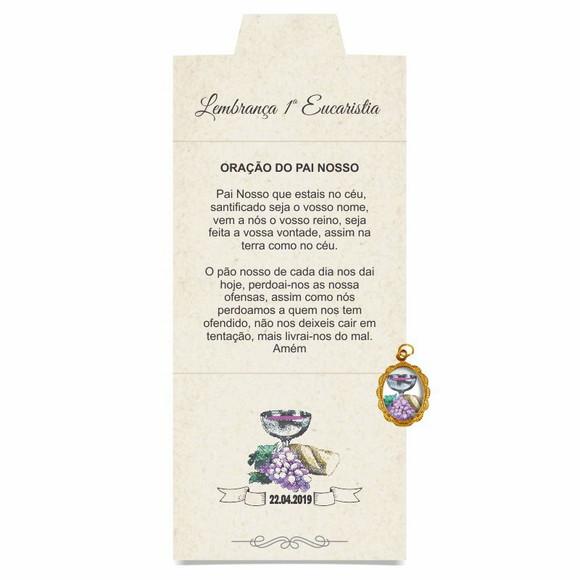 Cartão personalizado 1ª Eucaristia + medalhinha