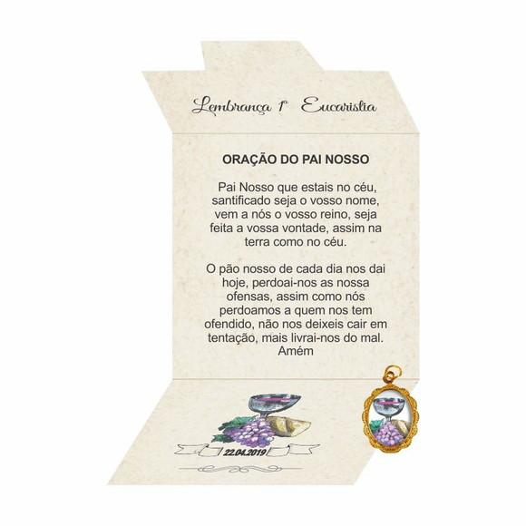 Cartão personalizado 1ª Eucaristia + medalhinha