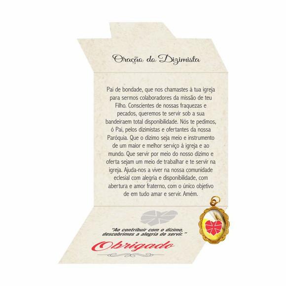Cartão personalizado Dizimista + medalhinha
