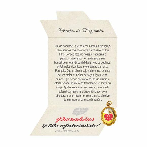 Cartão personalizado Dizimista + medalhinha