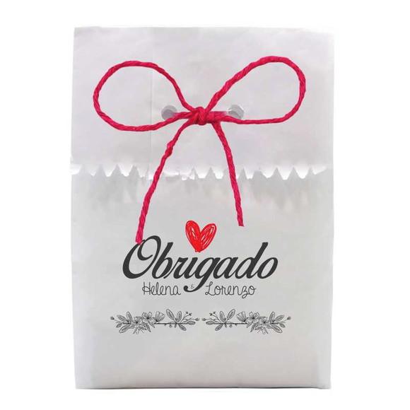 CASAMENTO - SAQUINHO PAPEL PERSONALIZADO. C/ FURO E CORDÃO