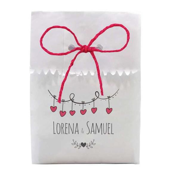 CASAMENTO - SAQUINHO PAPEL PERSONALIZADO. C/ FURO E CORDÃO