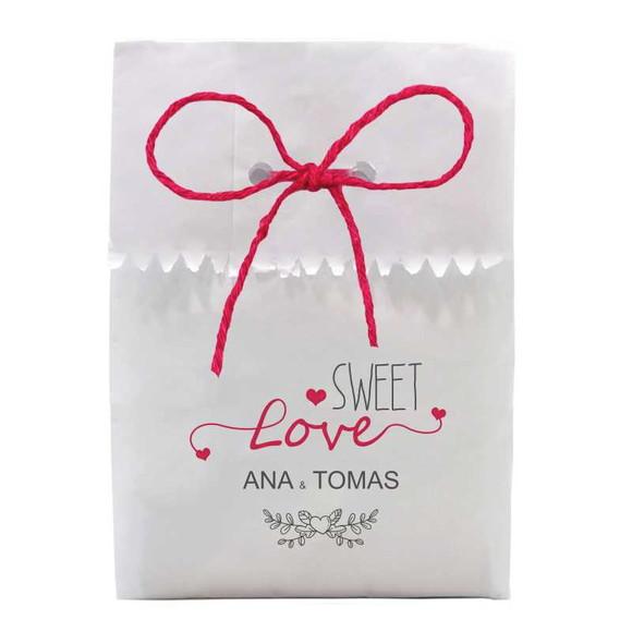 CASAMENTO - SAQUINHO PAPEL PERSONALIZADO. C/ FURO E CORDÃO