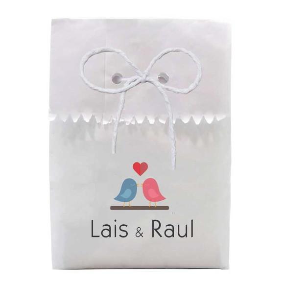 CASAMENTO - SAQUINHO PAPEL PERSONALIZADO. C/ FURO E CORDÃO