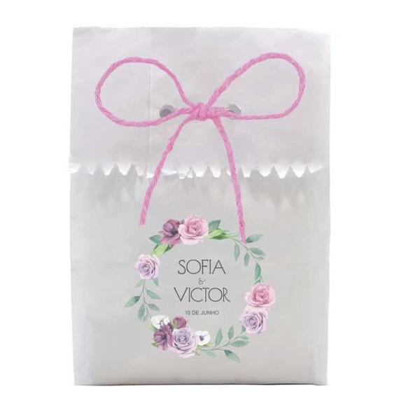 CASAMENTO - SAQUINHO PAPEL PERSONALIZADO. C/ FURO E CORDÃO