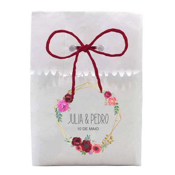 CASAMENTO - SAQUINHO PAPEL PERSONALIZADO. C/ FURO E CORDÃO