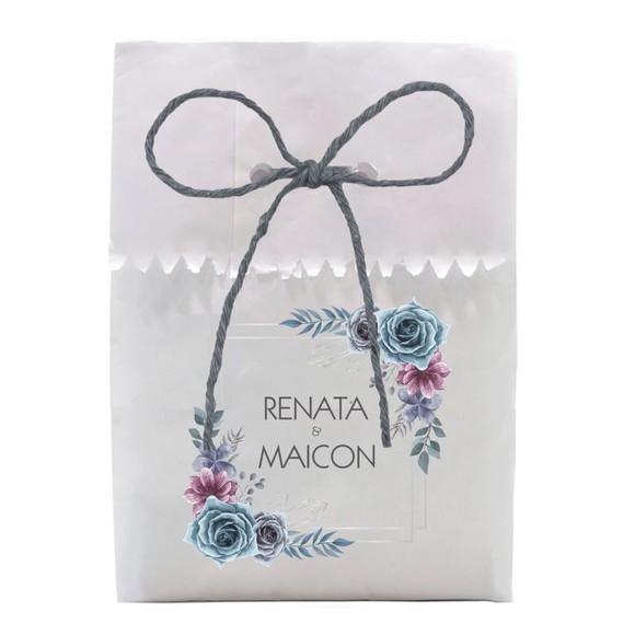 CASAMENTO - SAQUINHO PAPEL PERSONALIZADO. C/ FURO E CORDÃO