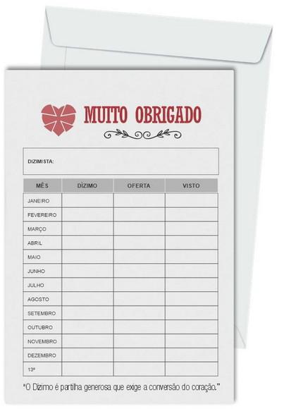 Envelope dízimo personalizado.