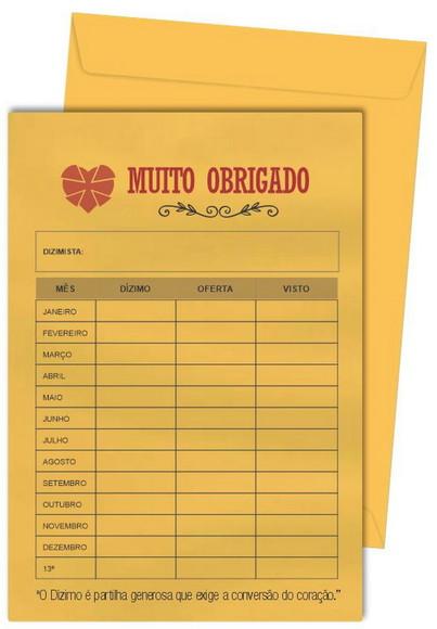 Envelope dízimo personalizado.
