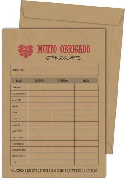 Envelope dízimo personalizado.