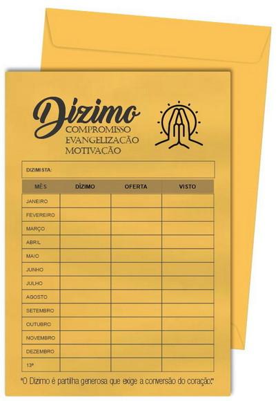 Envelope Dízimo Personalizado.