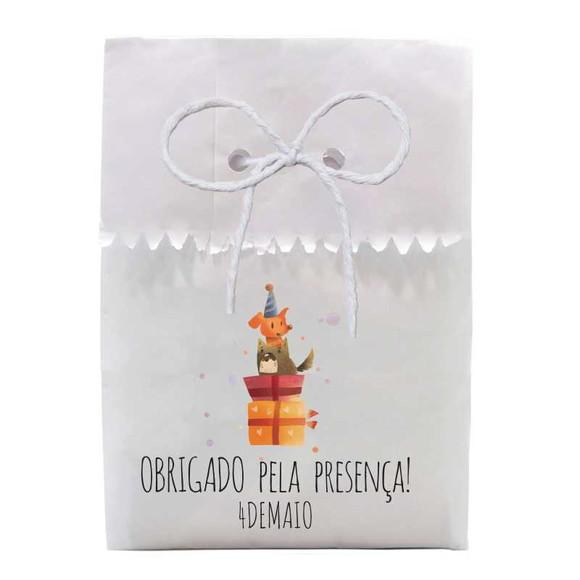 FESTAS - SAQUINHO PAPEL PERSONALIZADO. C/ FURO E CORDÃO