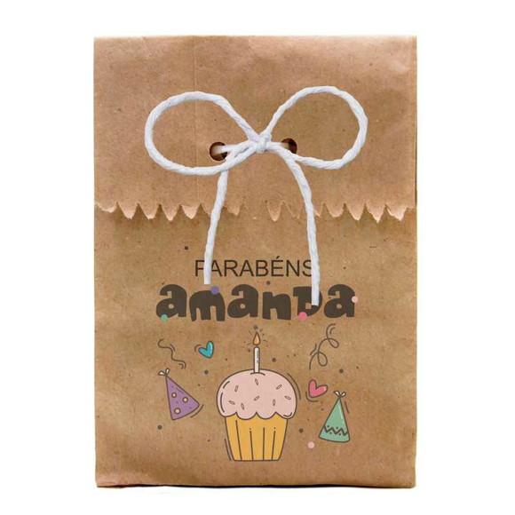 FESTAS - SAQUINHO PAPEL PERSONALIZADO. C/ FURO E CORDÃO