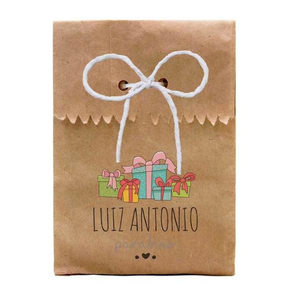 FESTAS - SAQUINHO PAPEL PERSONALIZADO. C/ FURO E CORDÃO
