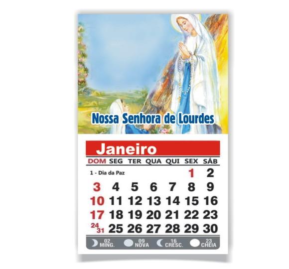 ÍMÃ DE GELADEIRA C/ CALENDÁRIO NOSSA SENHORA DE LOURDES