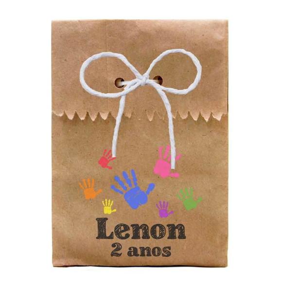 INFANTIL - SAQUINHO PAPEL PERSONALIZADO. C/ FURO E CORDÃO