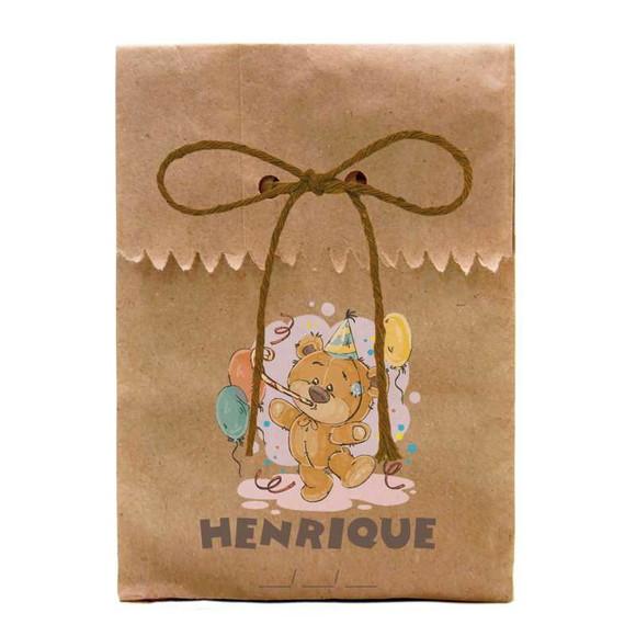 INFANTIL - SAQUINHO PAPEL PERSONALIZADO. C/ FURO E CORDÃO