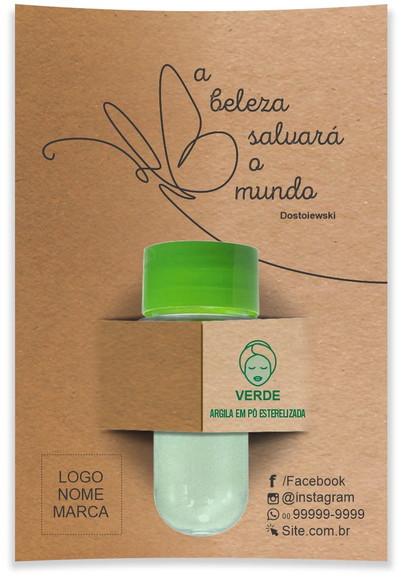 Kit Argila Facial Personalizado, Borboleta. Cor Verde.
