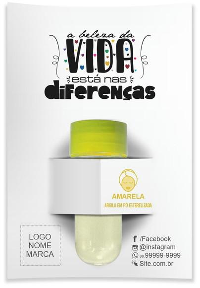 Kit argila facial personalizado, Diferenças. Cor amarela.