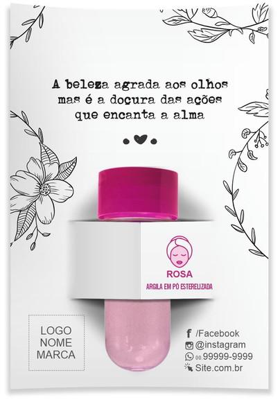Kit Argila Facial Personalizado, Floral. Cor Rosa.