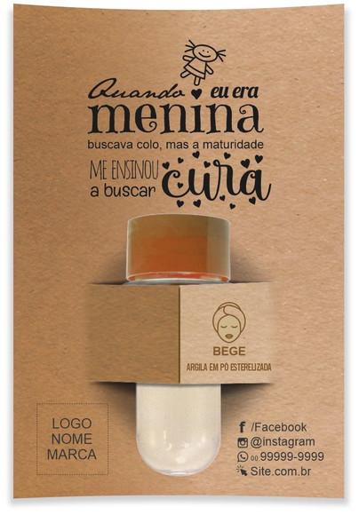 Kit argila facial personalizado, Menina. Cor bege.