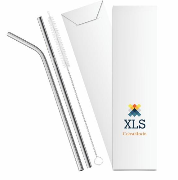 Kit Canudo Inox c/ 3 Pçs + Embalagem Personalizados
