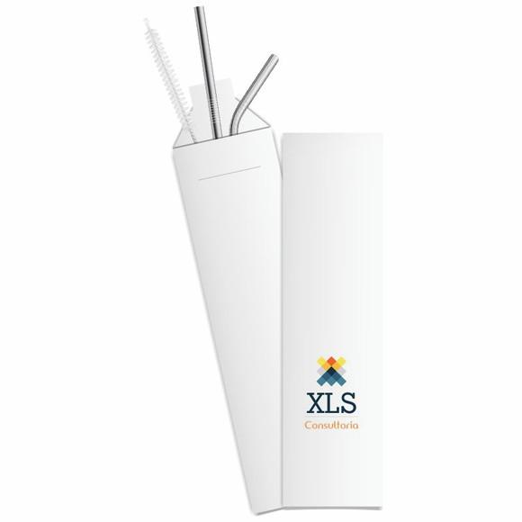 Kit Canudo Inox c/ 3 Pçs + Embalagem Personalizados