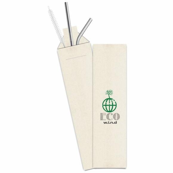 Kit Canudo Inox c/ 3 Pçs + Embalagem Personalizados
