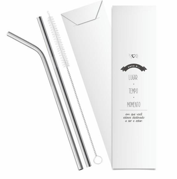Kit Canudo Inox c/ 3 Pçs + Embalagem Personalizados