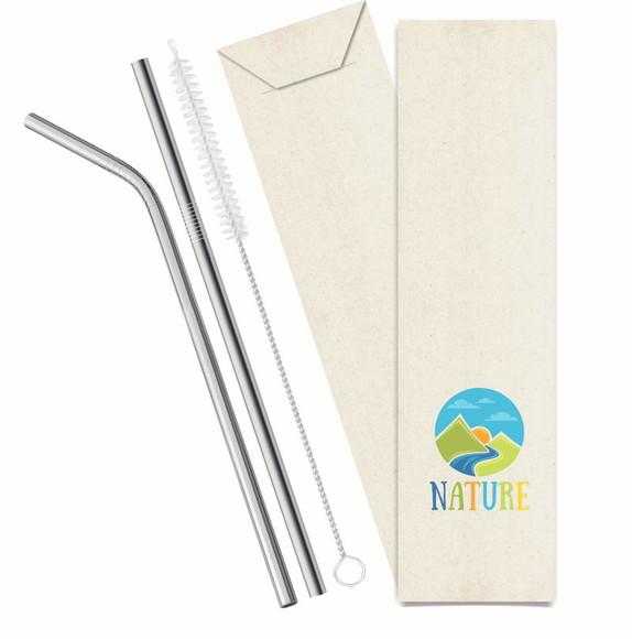 Kit Canudo Inox c/ 3 Pçs + Embalagem Personalizados