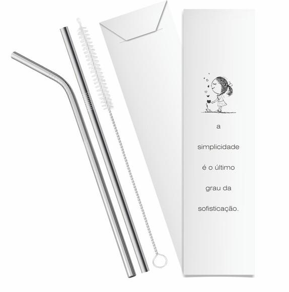 Kit Canudo Inox c/ 3 Pçs + Embalagem Personalizados