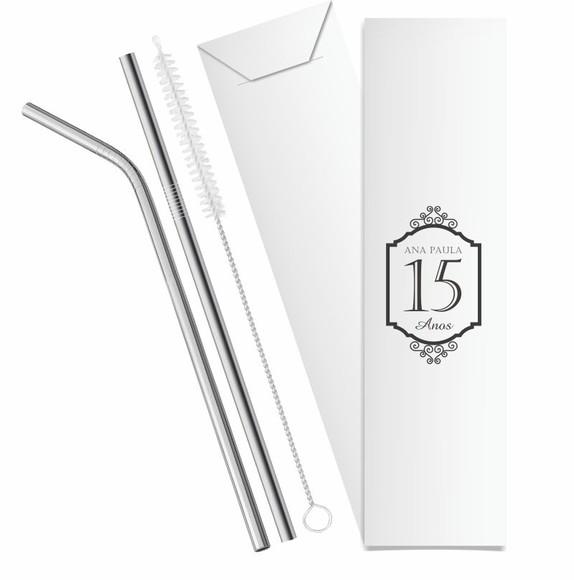 Kit Canudo Inox c/ 3 Pçs + Embalagem Personalizados