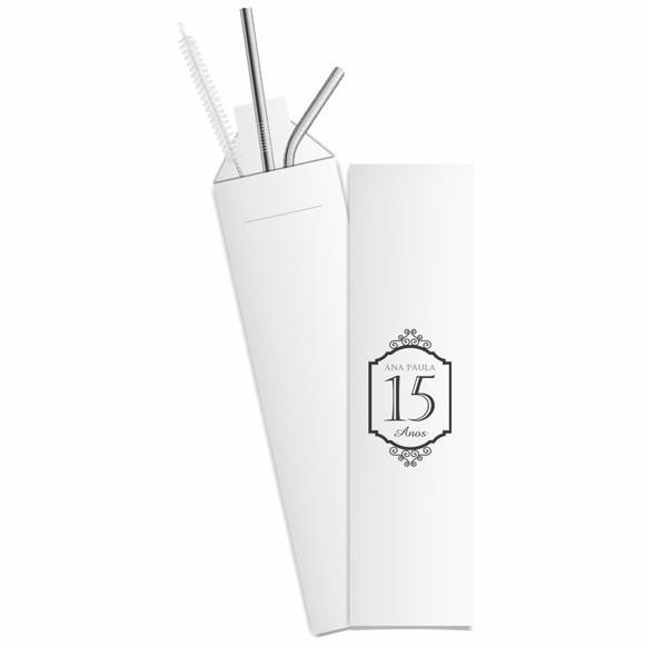 Kit Canudo Inox c/ 3 Pçs + Embalagem Personalizados