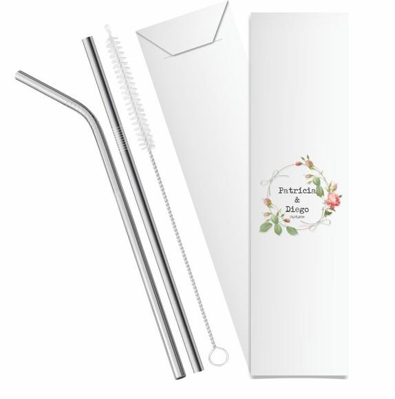 Kit Canudo Inox c/ 3 Pçs + Embalagem Personalizados