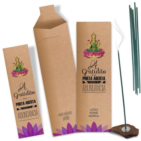 Kit Incenso Personalizado Abundância. Pacote c/ 24un
