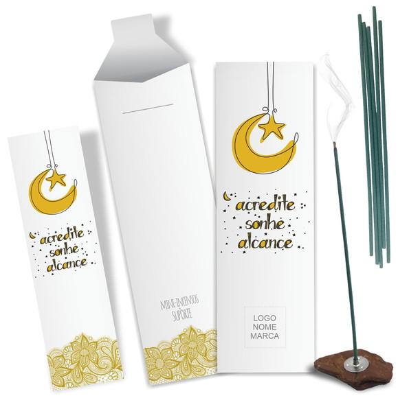 Kit Incenso Personalizado Acredite. Pacote c/ 24un
