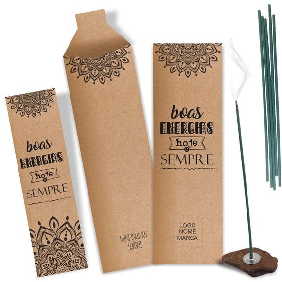 Kit Incenso Personalizado Boas Energias. Pacote c/ 24un
