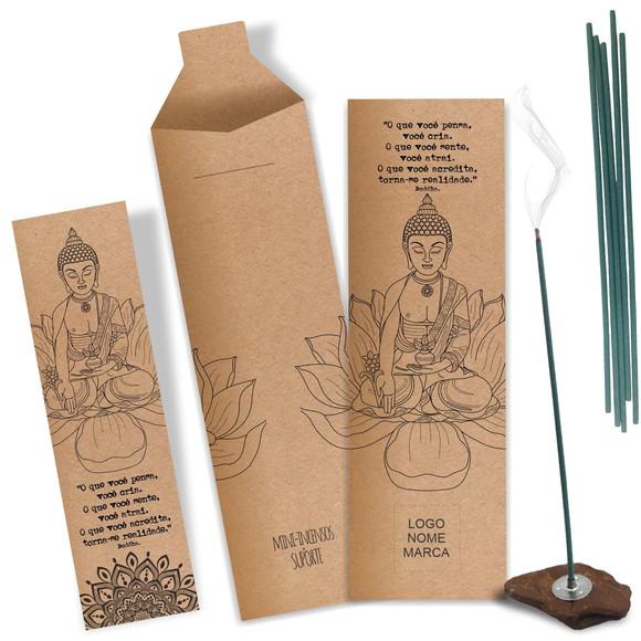 Kit Incenso Personalizado Buddha. Pacote c/ 24un