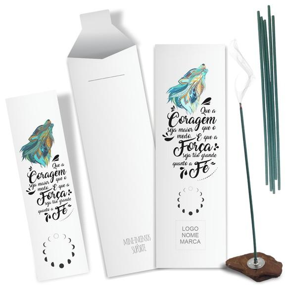 Kit Incenso Personalizado Coragem. Pacote c/ 24un