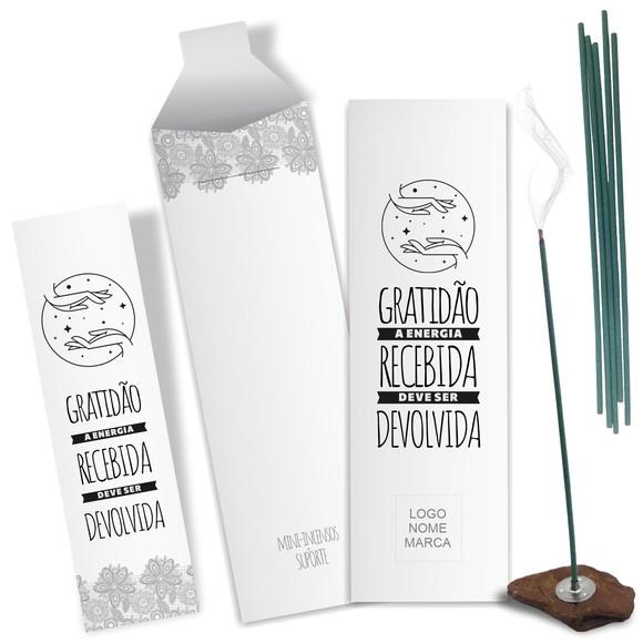 Kit Incenso Personalizado Energia Recebida. Pacote c/ 24un