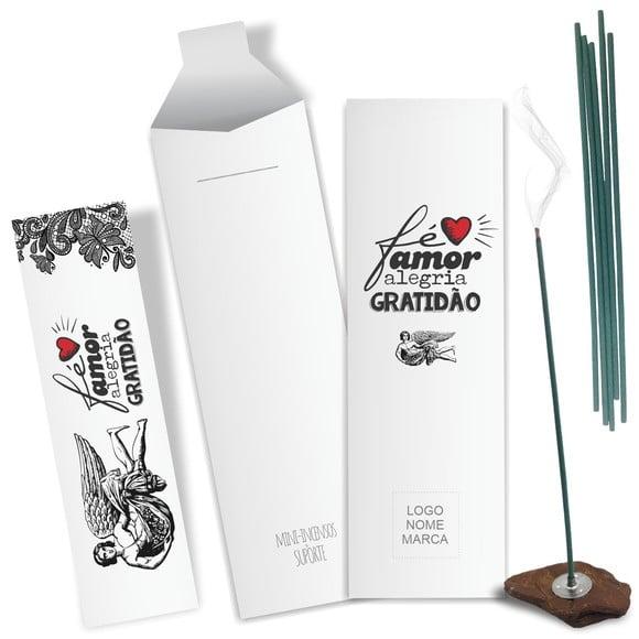 Kit Incenso Personalizado Fé. Amor... Pacote c/ 24un