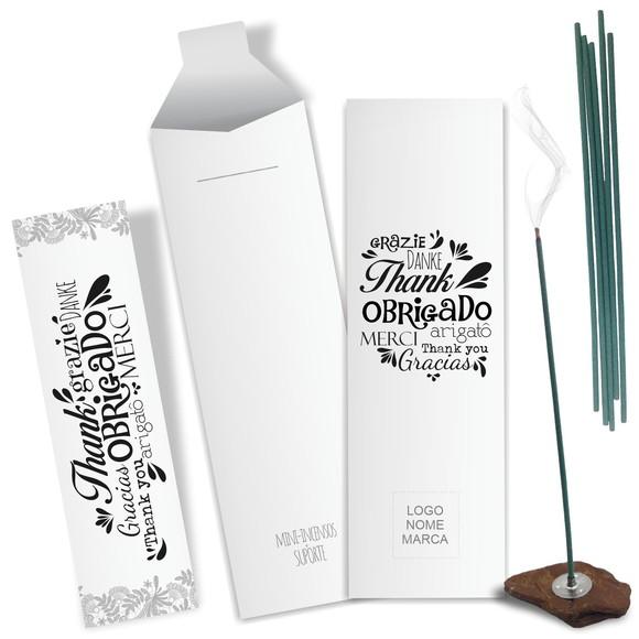 Kit Incenso Personalizado Obrigado. Pacote c/ 24un